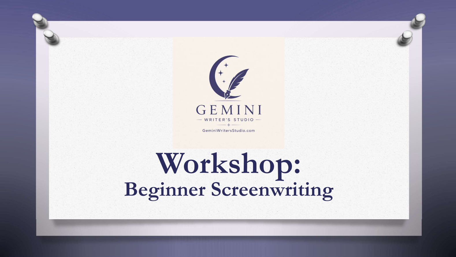 COMING SOON: Beginner Screenwriting Workshop