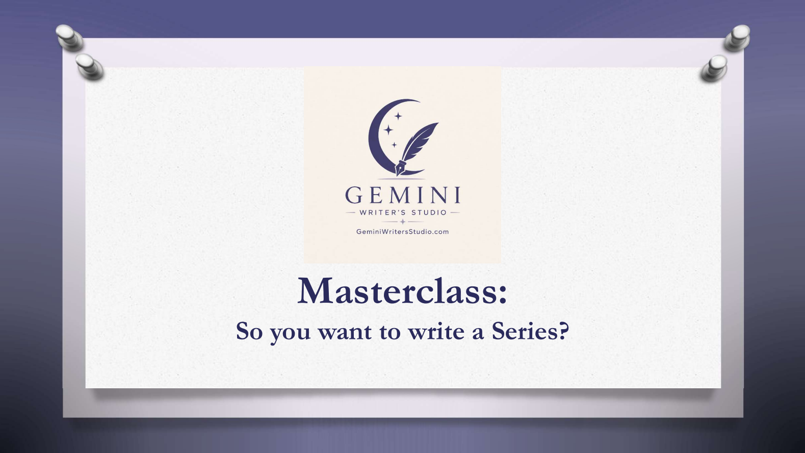COMING SOON: So you want to write a Series?